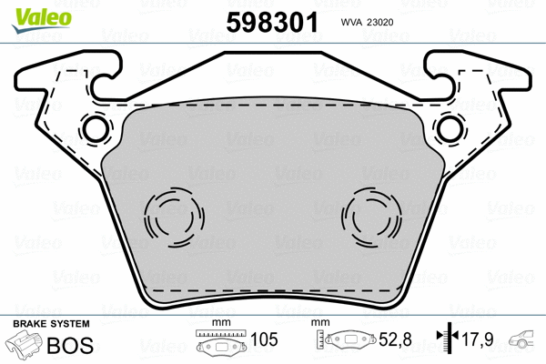 598301 VALEO Комплект тормозных колодок, дисковый тормоз (фото 2)