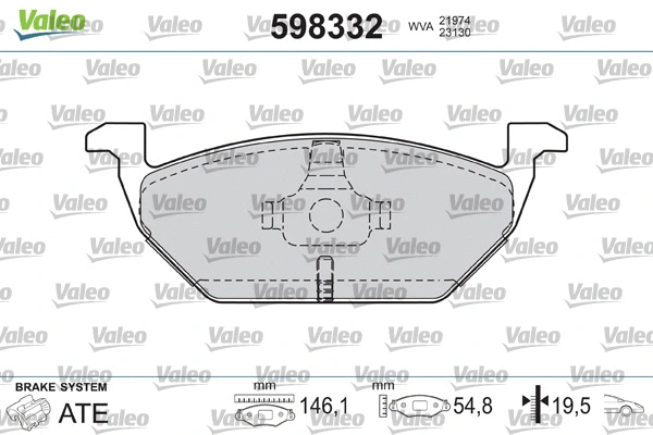 598332 VALEO Комплект тормозных колодок, дисковый тормоз (фото 2)