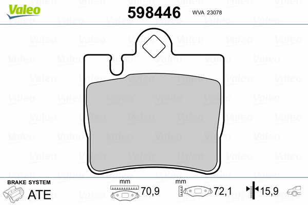 598446 VALEO Комплект тормозных колодок, дисковый тормоз (фото 2)