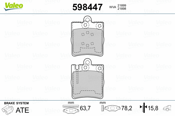 598447 VALEO Комплект тормозных колодок, дисковый тормоз (фото 2)