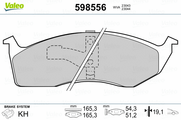 598556 VALEO Комплект тормозных колодок, дисковый тормоз (фото 2)