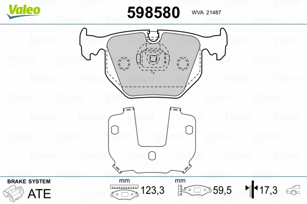 598580 VALEO Комплект тормозных колодок, дисковый тормоз (фото 2)