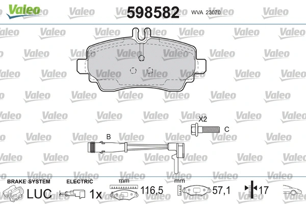 598582 VALEO Комплект тормозных колодок, дисковый тормоз (фото 2)