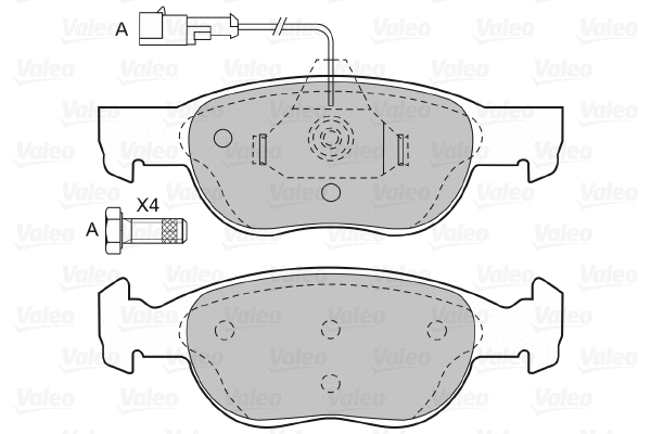598607 VALEO Комплект тормозных колодок, дисковый тормоз (фото 1)