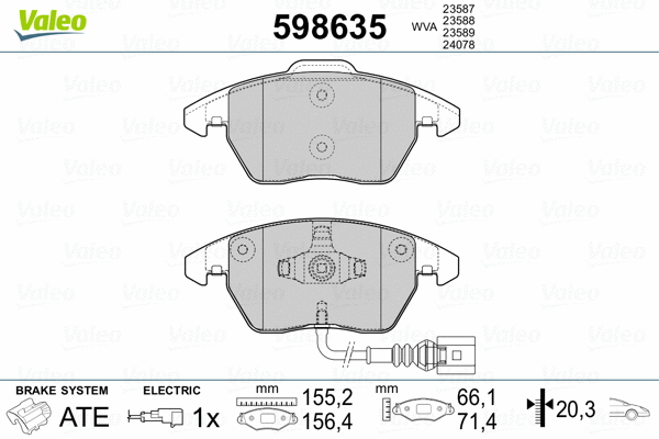 598635 VALEO Комплект тормозных колодок, дисковый тормоз (фото 2)