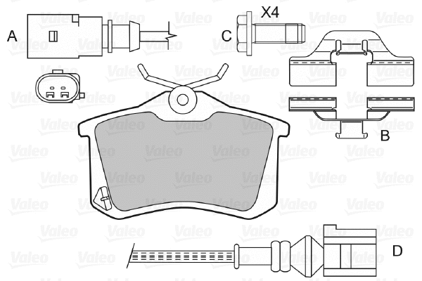 598674 VALEO Комплект тормозных колодок, дисковый тормоз (фото 1)