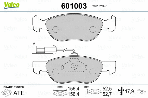 601003 VALEO Комплект тормозных колодок, дисковый тормоз (фото 2)