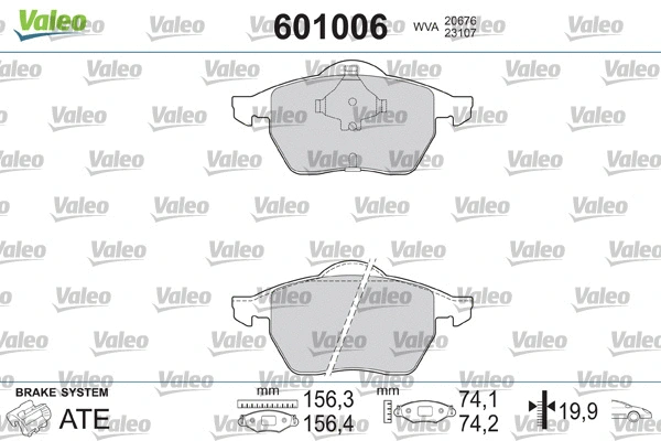601006 VALEO Комплект тормозных колодок, дисковый тормоз (фото 2)