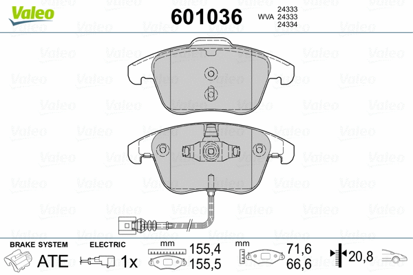 601036 VALEO Комплект тормозных колодок, дисковый тормоз (фото 2)
