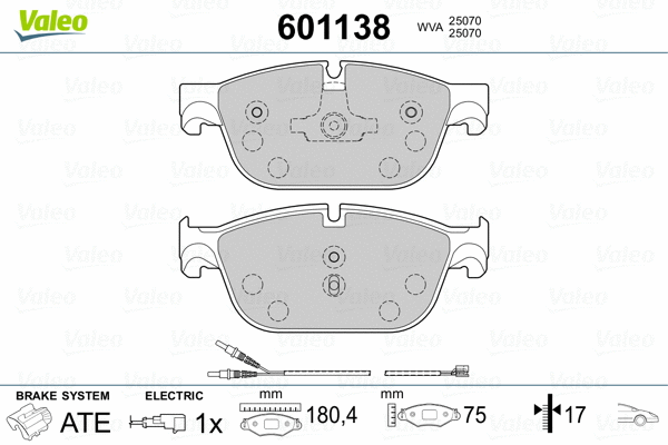 601138 VALEO Комплект тормозных колодок, дисковый тормоз (фото 2)