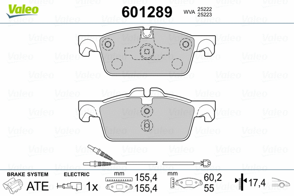 601289 VALEO Комплект тормозных колодок, дисковый тормоз (фото 2)