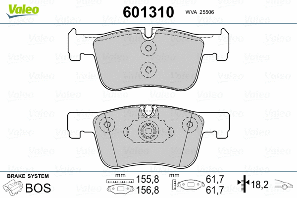 601310 VALEO Комплект тормозных колодок, дисковый тормоз (фото 2)