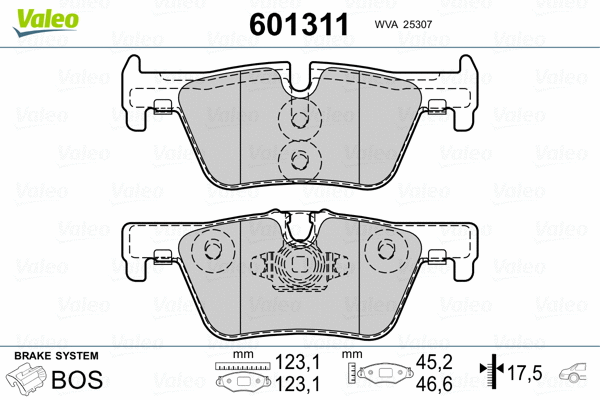 601311 VALEO Комплект тормозных колодок, дисковый тормоз (фото 2)