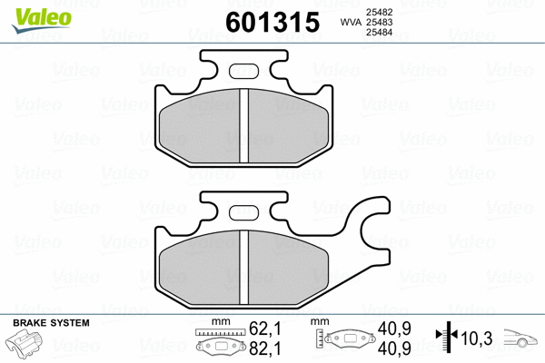 601315 VALEO Комплект тормозных колодок, дисковый тормоз (фото 2)