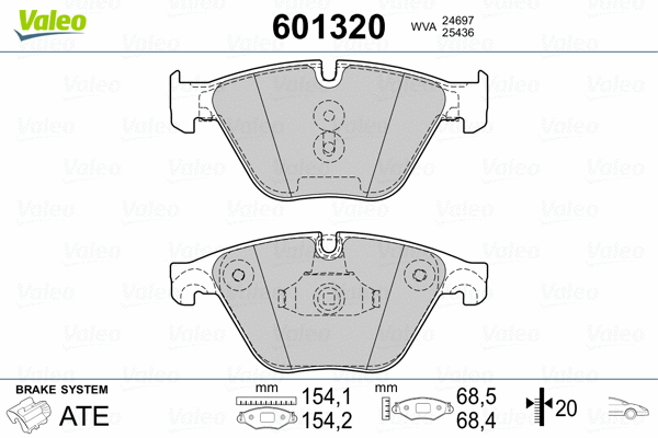 601320 VALEO Комплект тормозных колодок, дисковый тормоз (фото 2)