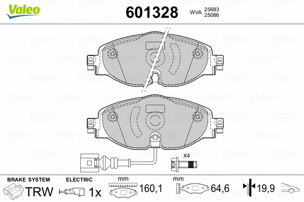 601328 VALEO Комплект тормозных колодок, дисковый тормоз (фото 2)