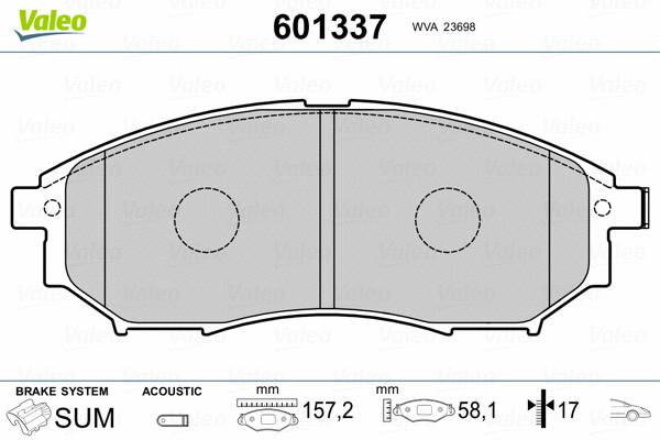 601337 VALEO Комплект тормозных колодок, дисковый тормоз (фото 2)
