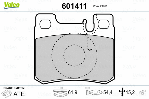 601411 VALEO Комплект тормозных колодок, дисковый тормоз (фото 2)