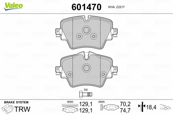 601470 VALEO Комплект тормозных колодок, дисковый тормоз (фото 2)