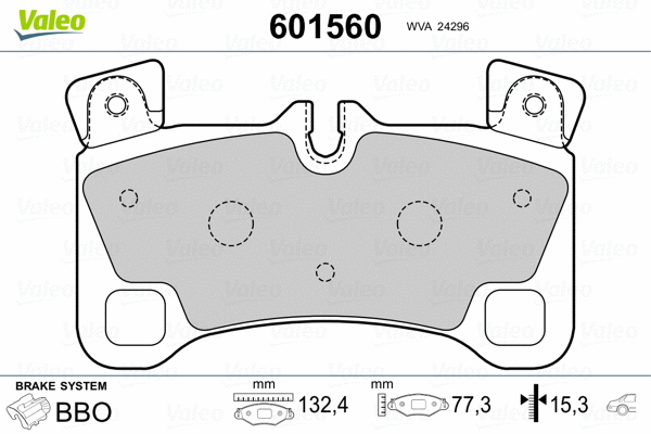 601560 VALEO Комплект тормозных колодок, дисковый тормоз (фото 2)