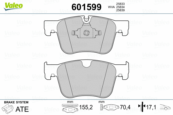 601599 VALEO Комплект тормозных колодок, дисковый тормоз (фото 2)