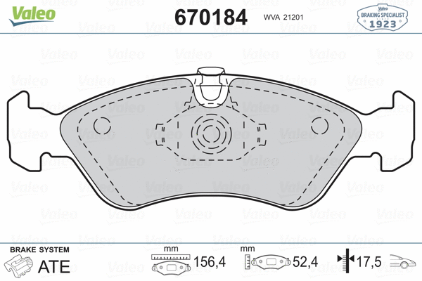 670184 VALEO Комплект тормозных колодок, дисковый тормоз (фото 2)