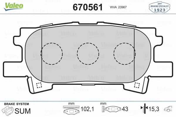 670561 VALEO Комплект тормозных колодок, дисковый тормоз (фото 2)