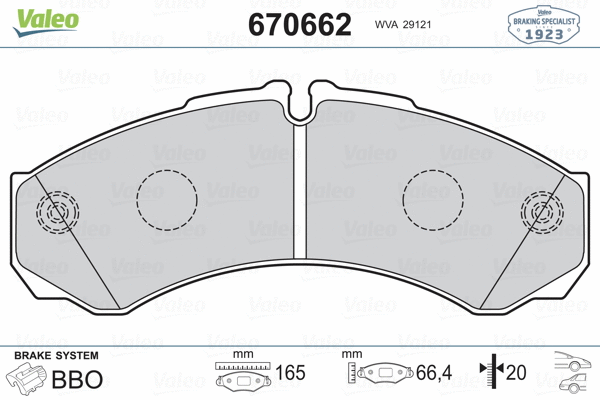 670662 VALEO Комплект тормозных колодок, дисковый тормоз (фото 2)