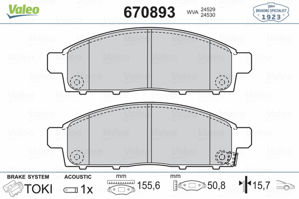 670893 VALEO Комплект тормозных колодок, дисковый тормоз (фото 2)