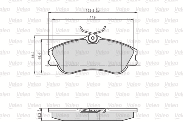 873124 VALEO Комплект тормозных колодок, дисковый тормоз (фото 1)