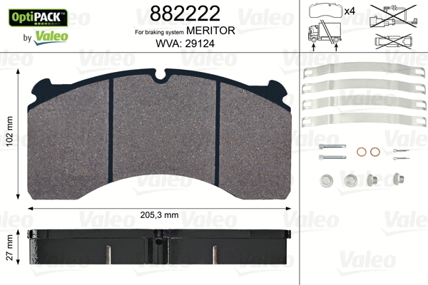 882222 VALEO Комплект тормозных колодок, дисковый тормоз (фото 10)