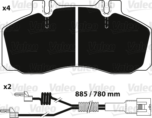 882241 VALEO Комплект тормозных колодок, дисковый тормоз (фото 1)