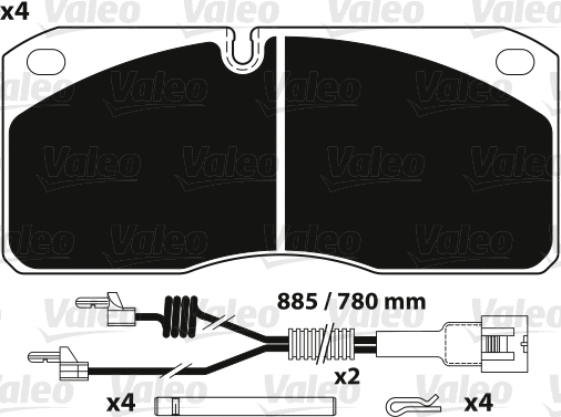 882255 VALEO Комплект тормозных колодок, дисковый тормоз (фото 1)