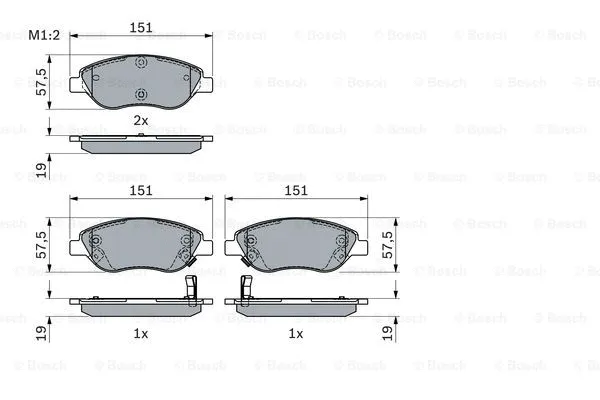 0 986 424 042 BOSCH Комплект тормозных колодок, дисковый тормоз (фото 1)