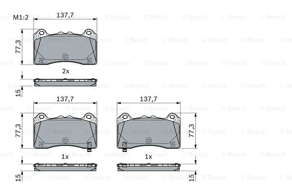 0 986 424 388 BOSCH Комплект тормозных колодок, дисковый тормоз (фото 3)