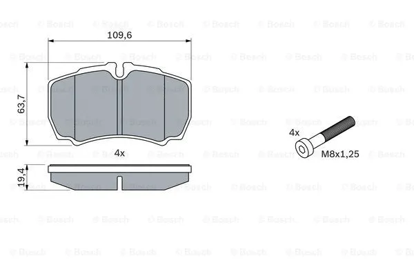 0 986 424 750 BOSCH Комплект тормозных колодок, дисковый тормоз (фото 1)