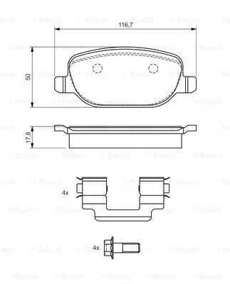 0 986 424 775 BOSCH Комплект тормозных колодок, дисковый тормоз (фото 3)