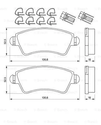 0 986 424 801 BOSCH Комплект тормозных колодок, дисковый тормоз (фото 6)