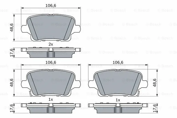 0 986 424 872 BOSCH Комплект тормозных колодок, дисковый тормоз (фото 2)