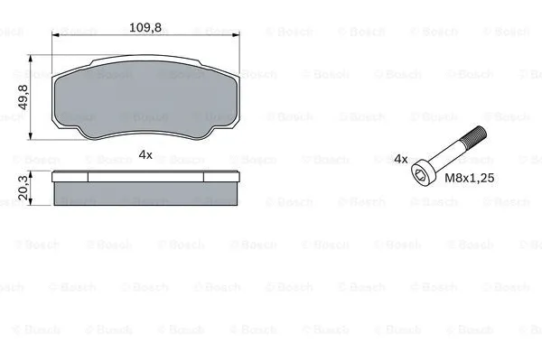 0 986 424 876 BOSCH Комплект тормозных колодок, дисковый тормоз (фото 1)