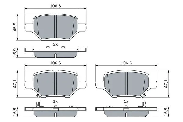 0 986 424 895 BOSCH Комплект тормозных колодок, дисковый тормоз (фото 1)