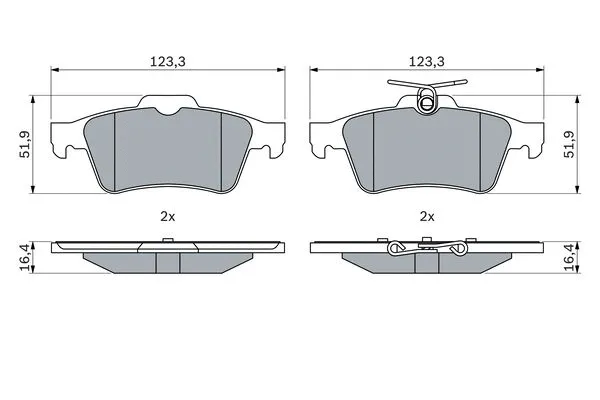 0 986 424 999 BOSCH Комплект тормозных колодок, дисковый тормоз (фото 1)