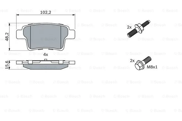 0 986 494 199 BOSCH Комплект тормозных колодок, дисковый тормоз (фото 3)