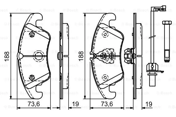 0 986 494 201 BOSCH Комплект тормозных колодок, дисковый тормоз (фото 3)