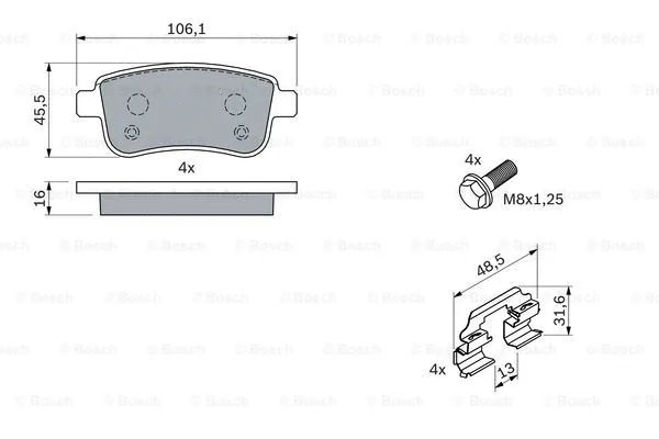 0 986 494 384 BOSCH Комплект тормозных колодок, дисковый тормоз (фото 2)