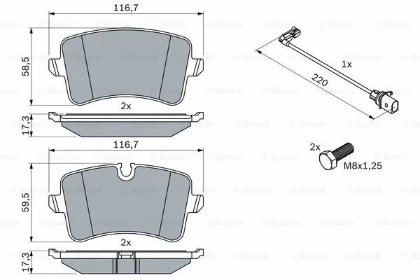 0 986 494 488 BOSCH Комплект тормозных колодок, дисковый тормоз (фото 1)