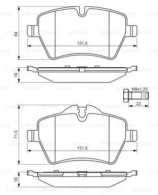 0 986 494 489 BOSCH Комплект тормозных колодок, дисковый тормоз (фото 1)