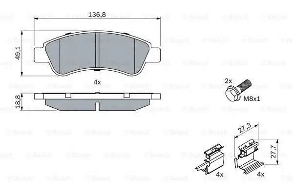 0 986 494 623 BOSCH Комплект тормозных колодок, дисковый тормоз (фото 6)