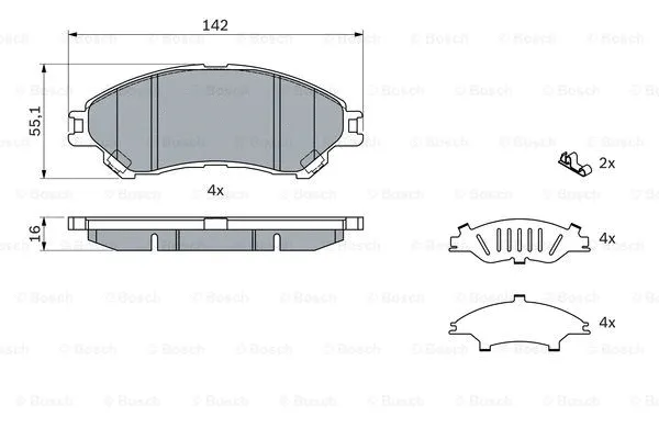 0 986 494 742 BOSCH Комплект тормозных колодок, дисковый тормоз (фото 1)