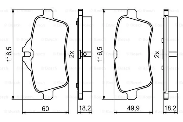 0 986 494 783 BOSCH Комплект тормозных колодок, дисковый тормоз (фото 3)